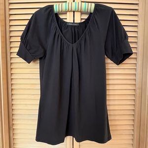 Black Top Gathered Neck & Sleeves